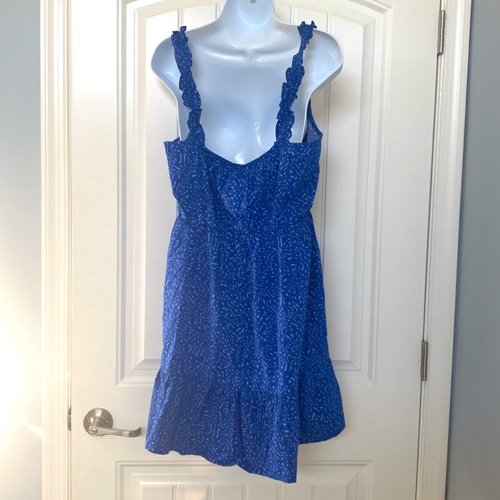 Banana Republic Petite Ruffle Fit n Flare Blue Dress MP NEW - Picture 3 of 9